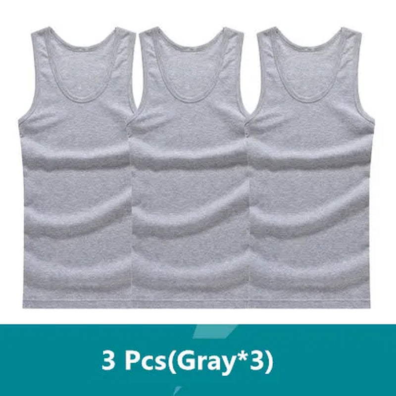 3Pcs/Lot Man'S 100% Cotton Solid Seamless Underwear Brand Clothing Mens Sleeveless Tank Vest Comfortable Undershirt Undershirts