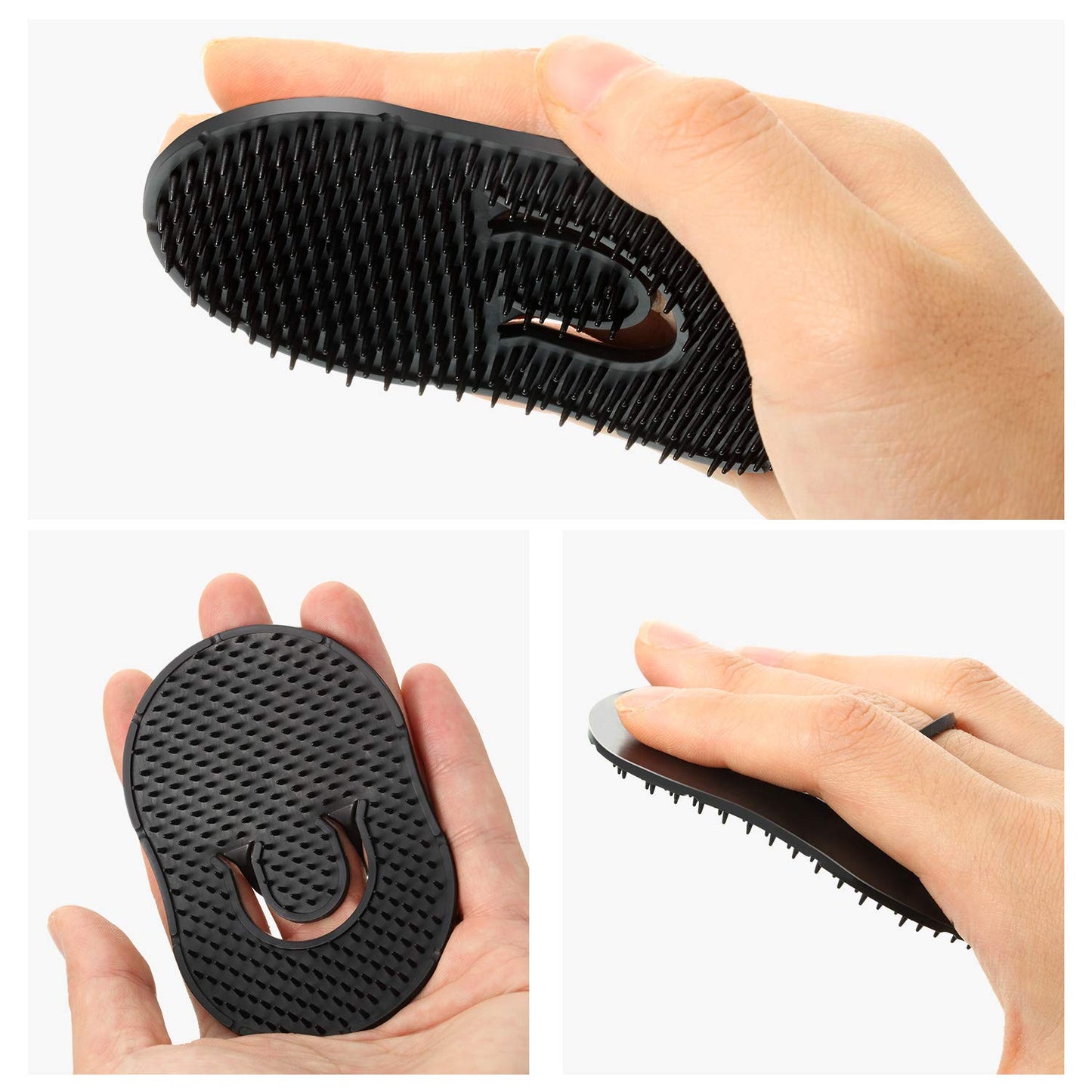 6 Packs Soft Portable Pocket Palm Combs, Shampoo Comb, Massager Hair Brush, Scalp Massager Brush(Black)