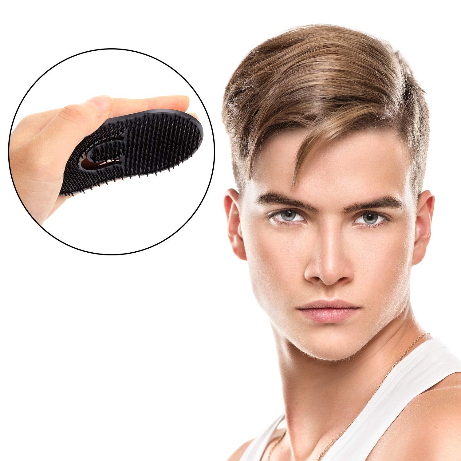 6 Packs Soft Portable Pocket Palm Combs, Shampoo Comb, Massager Hair Brush, Scalp Massager Brush(Black)